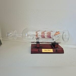Mayflower Glass Mary Rose Ship In A Bottle